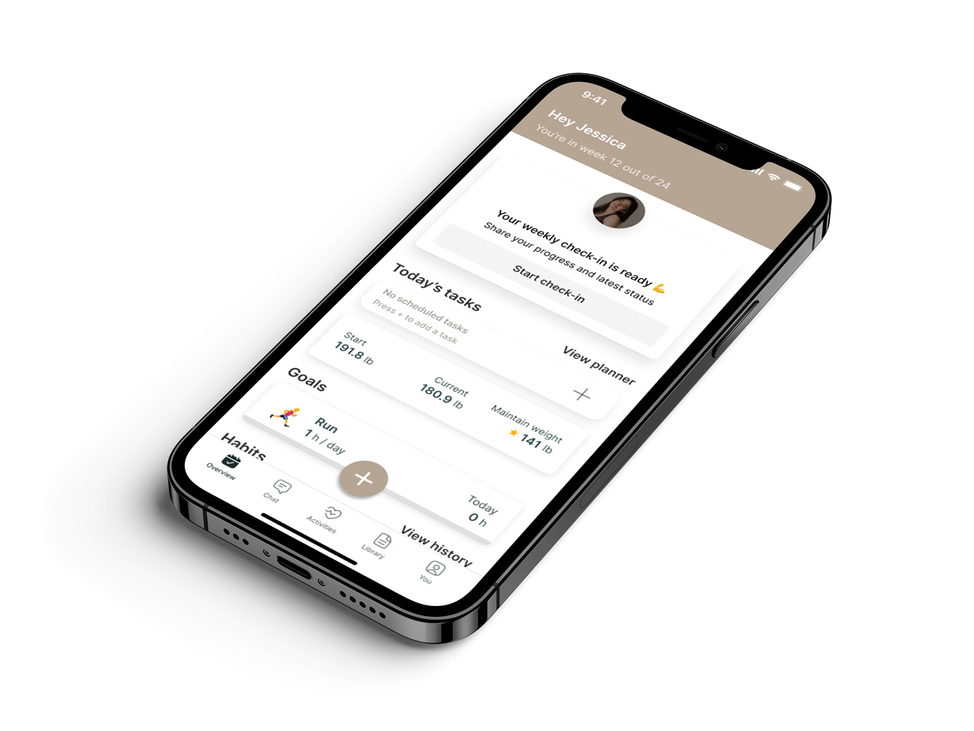 A mockup of the coaching app showcasing the features.